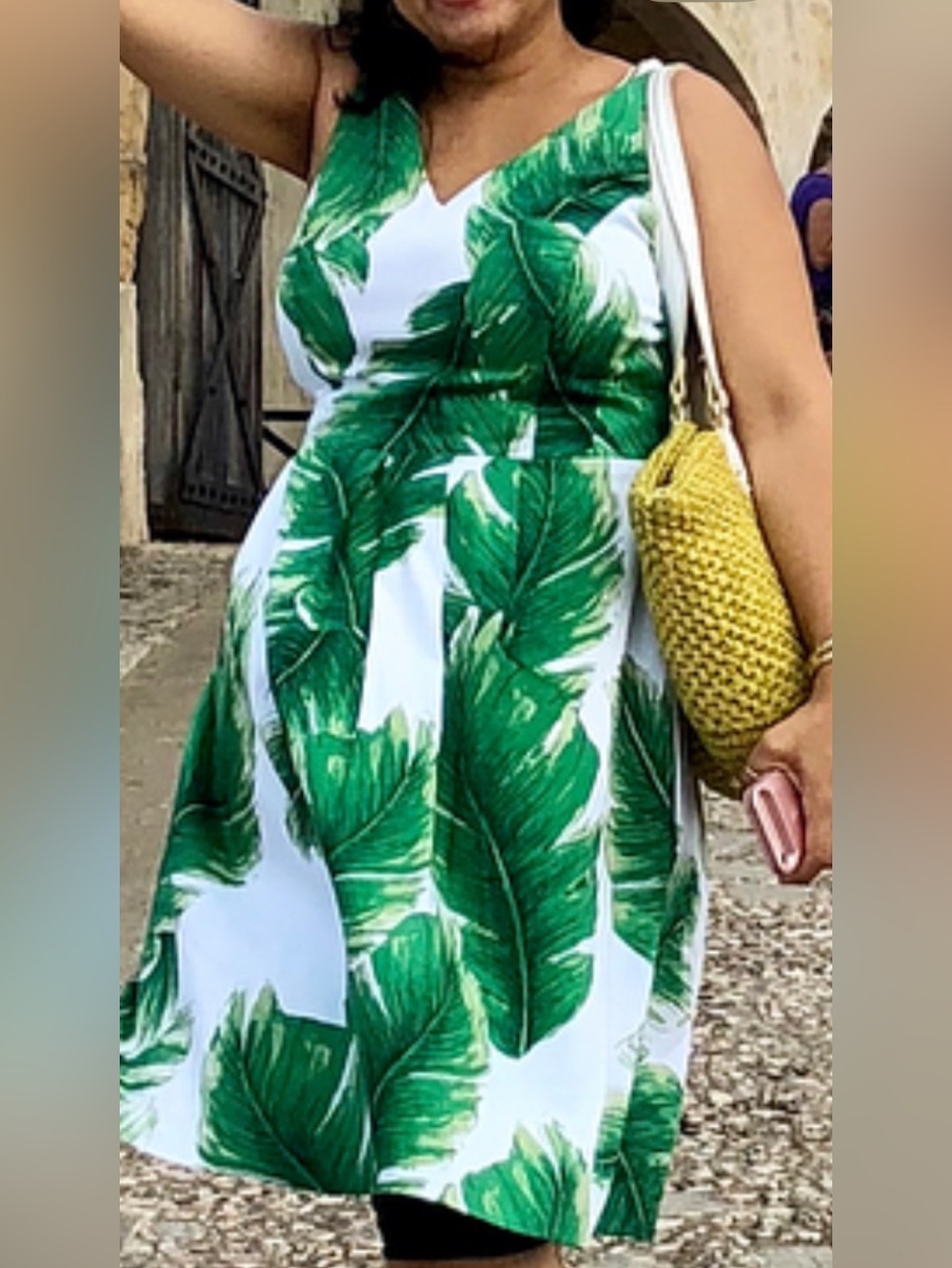 Green Tropical Leaf Print Sundress - Women's by Sangria
